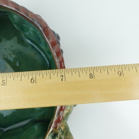 Majolica Art Pottery Elephant & Grapes Planter Glazed Planter Pot Bowl - Picture 12 of 14